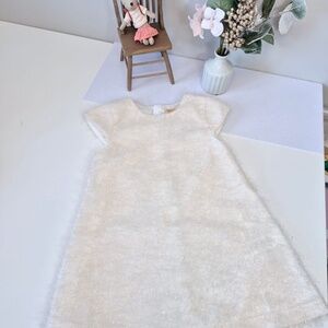 Fuzzy White Dress with Glitter Detailing